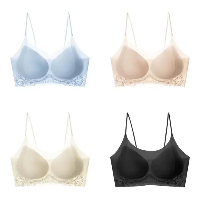 Soutien-gorge sans fil en soie glacée à motif fleur de camélia, coupe ajustée, décolleté en V profond, lingerie pour femme, effet push-up et galbant