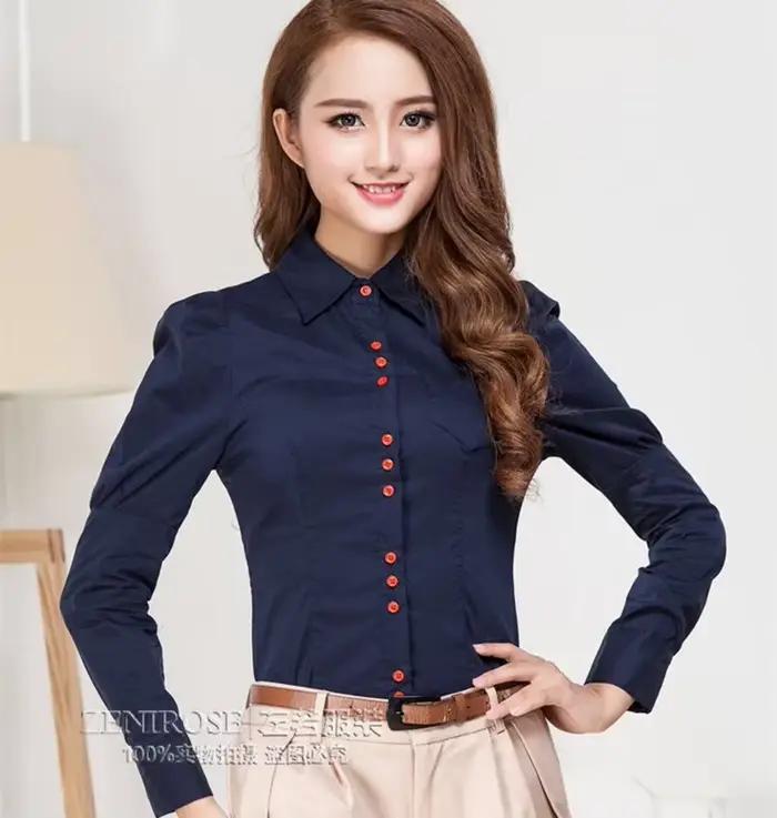 Femmes corps chemises et chemisiers à manches longues mode Body couleur blanche automne hiver hauts bureau dame travail chemise formelle femme