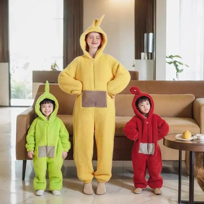 Adultes enfants Onesies doux manches longues pyjamas Dipsy Tinky Winky Po Lala Costumes maison vêtements femmes unisexe Homewear combinaison