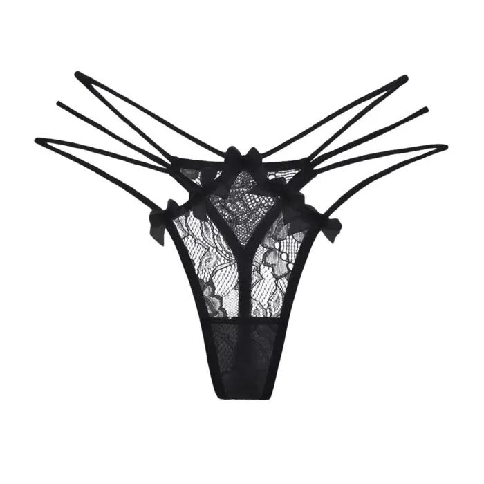 Culotte Sexy en dentelle pour femmes, tongs taille basse, maille séduisante brodée, sous-vêtements transparents pour femmes, нижнее белье ж erotingenе