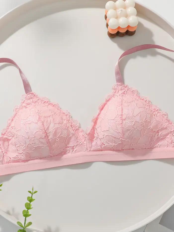 Soutien-gorge féminin en élasthanne et polyamide avec tasse trois quarts et rubans de dentelle rose pour femmes élégantes et confortables occasions quotidiennes