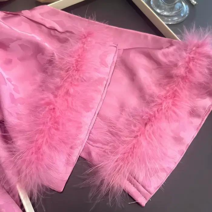 Pyjama imprimé léopard imbibé pour femme, vêtements de nuit à manches longues, chemise et pantalon de luxe, vêtements de détente pour la maison, été, nouveau, 2 pièces, 2025