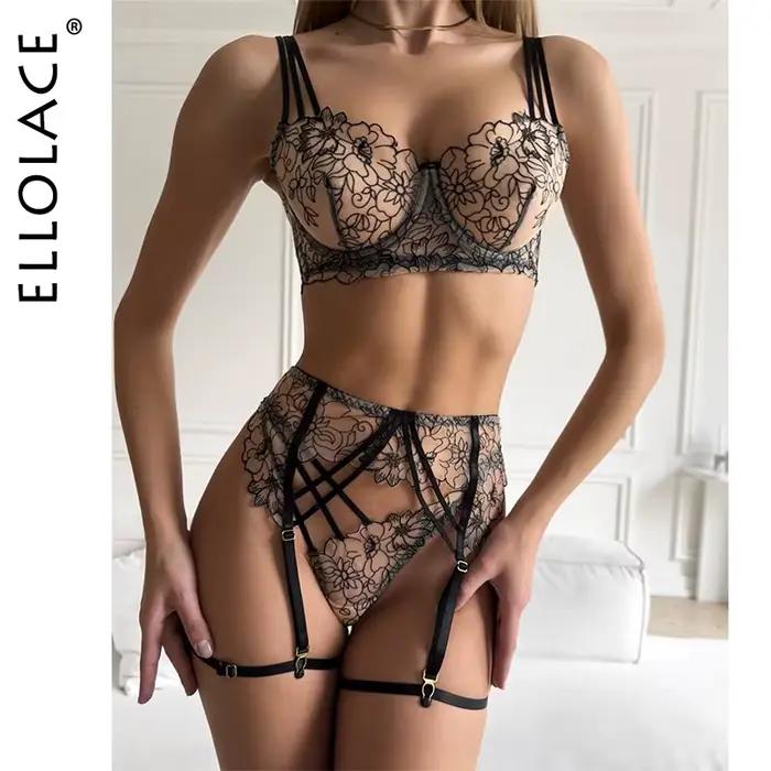 Ellolace Sexy Horká Fantazie Krajka Výšivka Etické Spodní Prádlo pro Ženy Odvážné Ultra