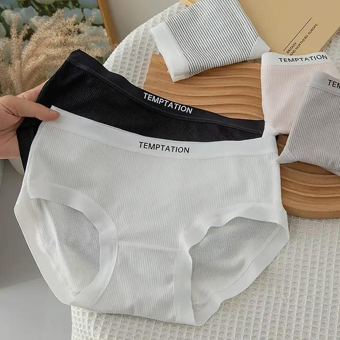 Culotte en coton M-XL pour femmes, culotte sexy en dentelle, slips de lettres de confort pour filles, taille moyenne, caleçon sans couture, lingerie féminine
