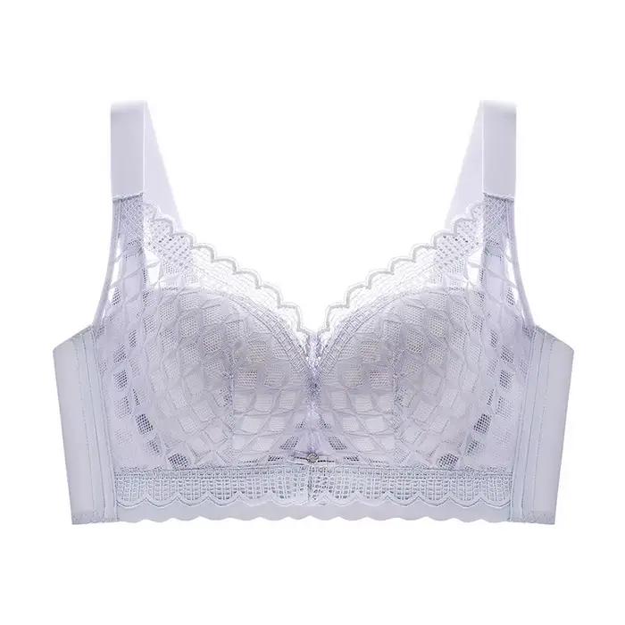 Soutien-gorge en dentelle grande taille Push Up pour femmes Sexy femme grand haut grand Ultra-mince femmes couverture complète sans fil sans mousse soutien-gorge en dentelle 105E