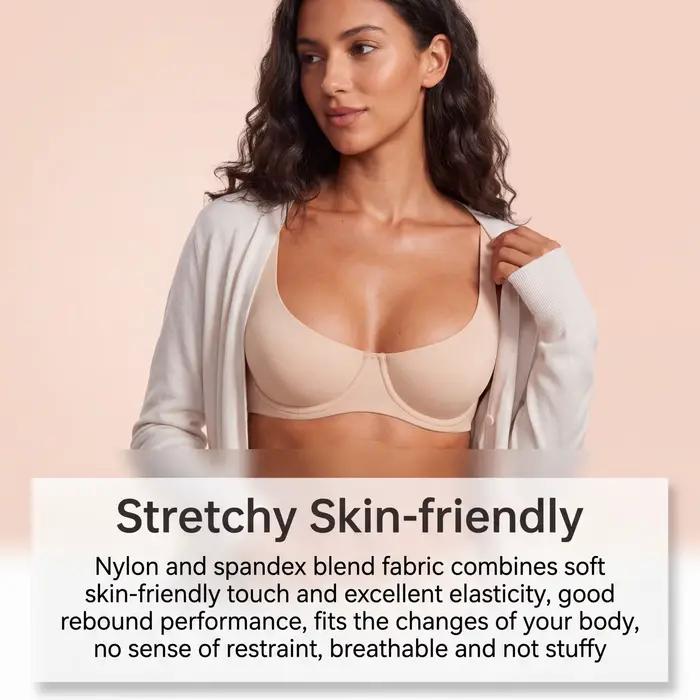 Soutien-gorge sans couture pour femme, sensation seconde peau, avec armatures, sans rembourrage, en nylon, maintien liftant, bretelles larges, soulagement de la pression, confort quotidien