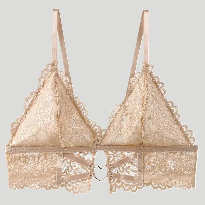 BANNIROU-Soutien-gorge en dentelle transparent pour femmes, lingerie sexy, sous-vêtements, culotte tubulaire, 1 pièce