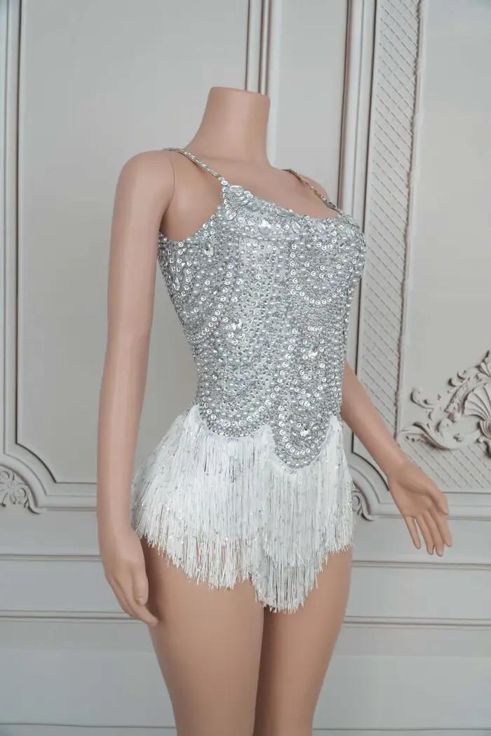 Body Sexy sans manches en cristal scintillant, justaucorps slim pour femmes, chanteur, boîte de nuit, Costume de spectacle sur scène, jingling