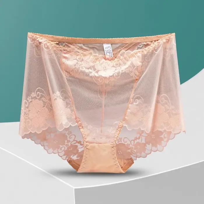 Culottes de grandes tailles CRWC en dentelle transparente pour femmes, sous-vêtements féminins élégants et sensuels pour occasions spéciales