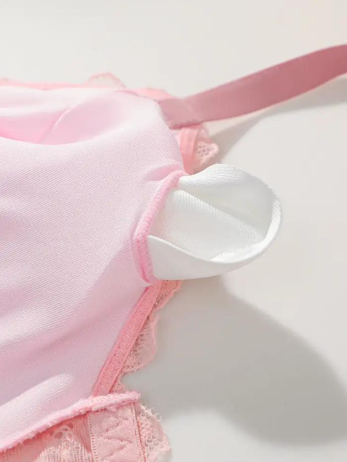 Soutien-gorge féminin en élasthanne et polyamide avec tasse trois quarts et rubans de dentelle rose pour femmes élégantes et confortables occasions quotidiennes