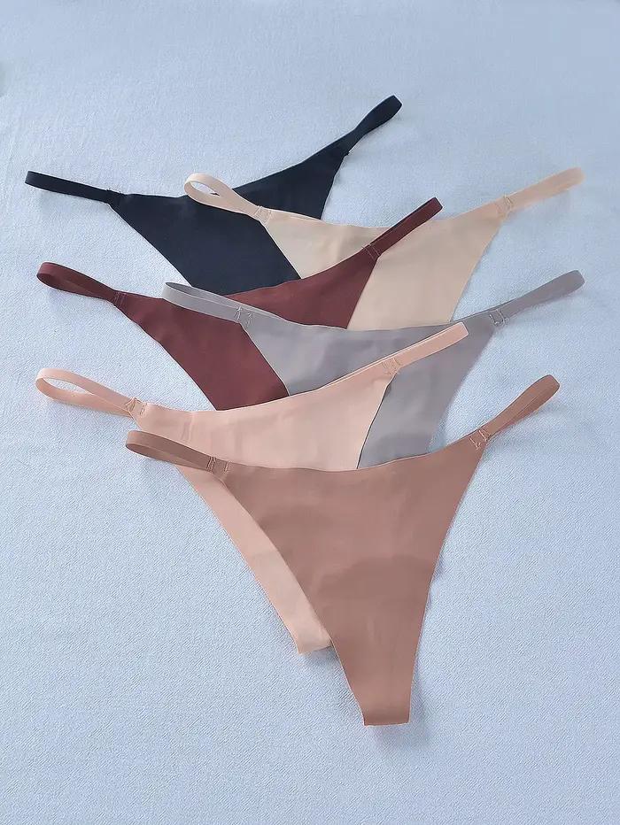 Culotte sans couture pour femme, slip sexy ultra fin, sous-vêtement taille basse, lingerie douce, couleur unie