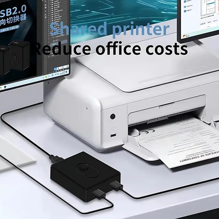 Commutateur KVM USB 3.0 1x2/2x1, hub USB bidirectionnel, commutateur USB 2.0, prolongateur USB 3.0, contrôleur partagé pour clavier, souris et imprimante PC ; commutation en un clic, sans pilote.