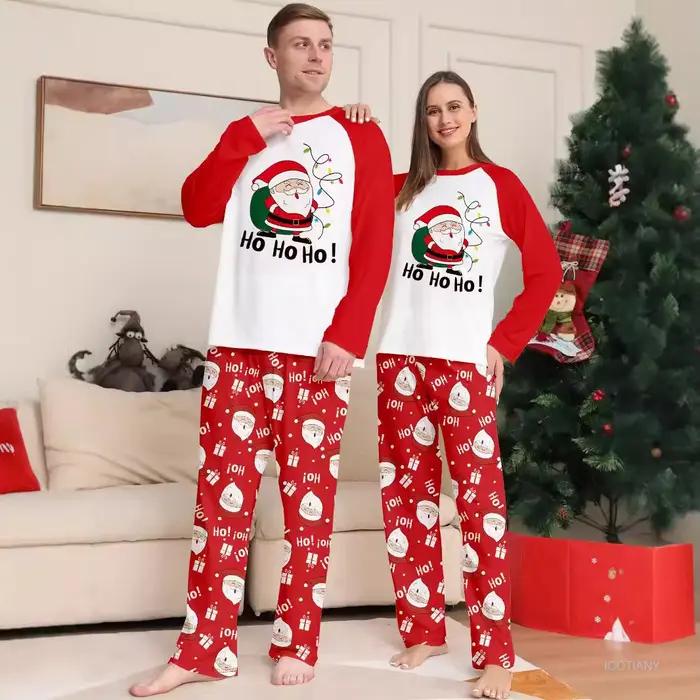 Vánoční rodinné pyžamo Sada rodič-dítě Dospělí Děti Cosplay Kreslený Santa Claus Potisk Miminko Prázdniny