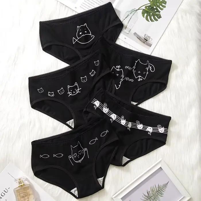 5 pièces culottes pour femmes dessin animé sous-vêtements en coton Shorts Sexy femme Triangle doux respirant filles slips dames sous-vêtement M-XL