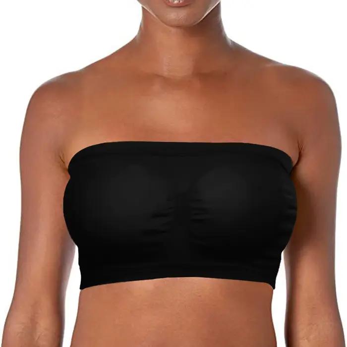 Femmes Bandeau extensible soutien-gorge sans bretelles à la mode été maille solide soutien-gorge sans bretelles adapté aux hauts à une épaule