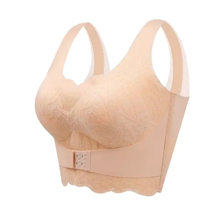 Soutien-gorge de sport froncé en émail à armatures fines pour femmes, lingerie non marquante, taille plus, anti-affaissement des seins