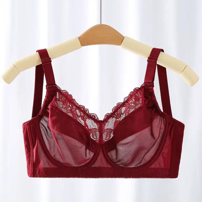 Soutien-gorge Transparent grande taille pour femmes, couverture complète, Non rembourré, à armatures, Lingerie en dentelle Ultra-fine, 36 38 40 42 C D E F G H