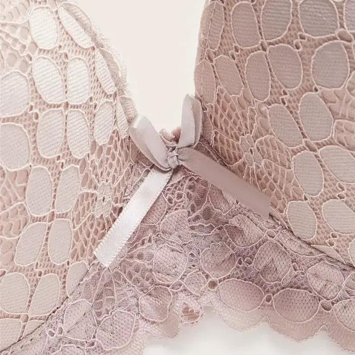 Soutien-gorge à armatures en dentelle sexy pour femme Soutien-gorge plongeant légèrement rembourré Coupe push up Soutien-gorge quotidien