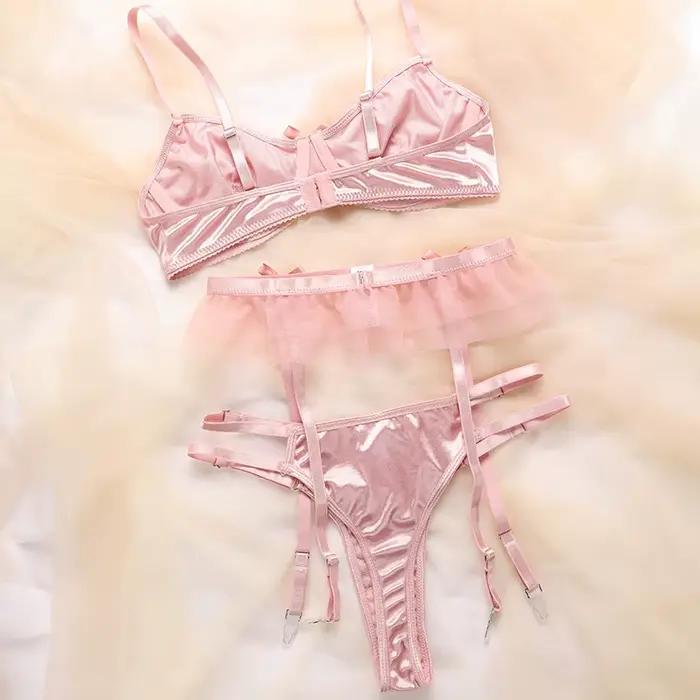 Ensemble de lingerie française en promotion pour filles, avec un nœud exquis, respirant, pantalon et soutien-gorge confortables et amples pour femmes
