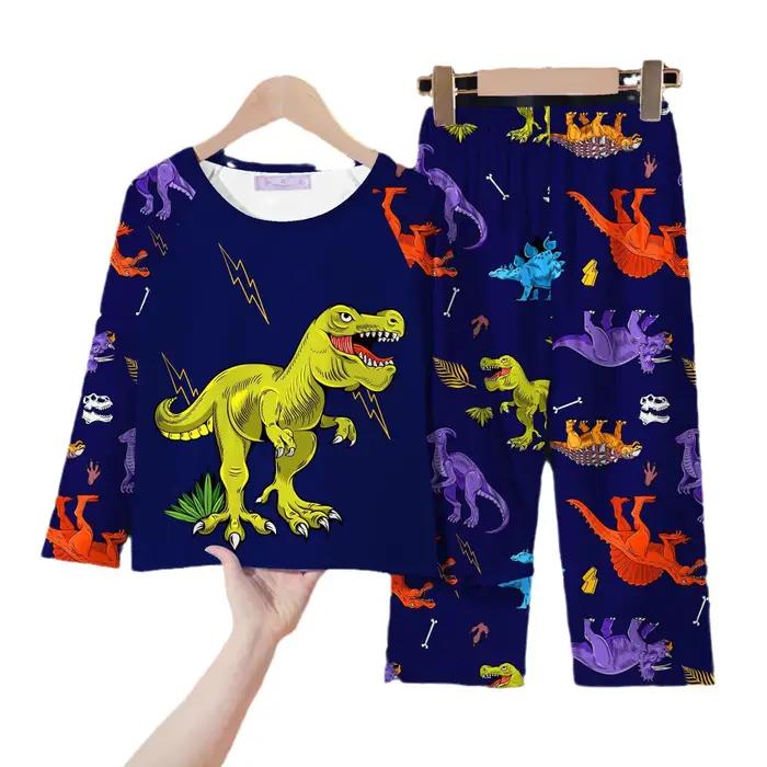 Pyjama imprimé dinosaure à manches longues pour garçons, ensemble de pantalons décontractés pour bébé, vêtements de maison de lait, mode de printemps, Cool, automne, nouveau, 2 pièces