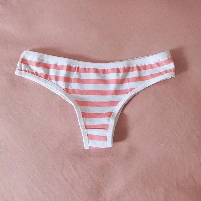 Sexy mignon fille femmes bleu et rose rayure culotte string t-back sous-vêtements intimes