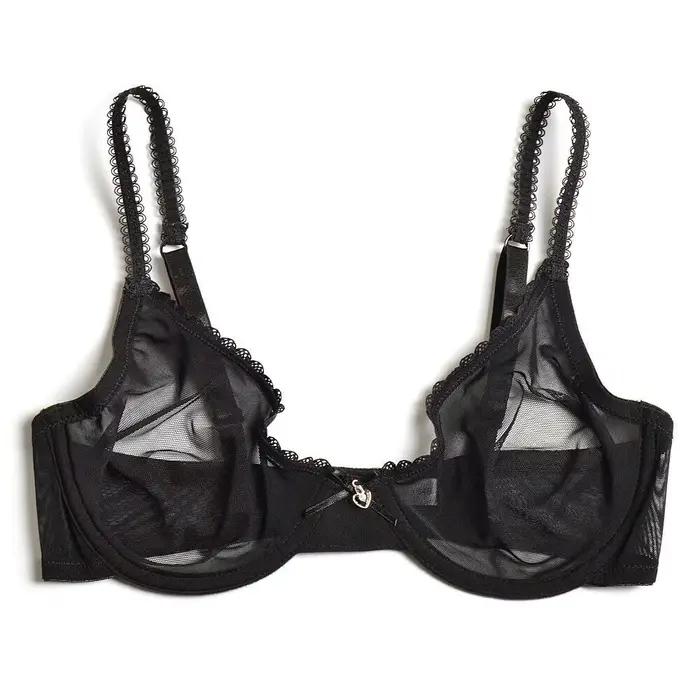 Vgplay-Soutien-gorge en dentelle ultra-mince pour femme, lingerie transparente, soutien-gorge plongeant sans soutien-gorge rembourré, maille creuse, grande taille