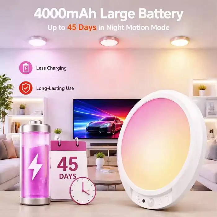 Lampe murale sans fil à LED avec détecteur de mouvement magnétique, rechargeable par USB-C, avec télécommande, pour cuisine, vestiaire, armoire