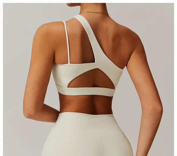 Soutien-gorge dos nu à épaules inclinées, soutien-gorge de sport nu, bretelles irrégulières, course à pied, gilet de Fitness, haut