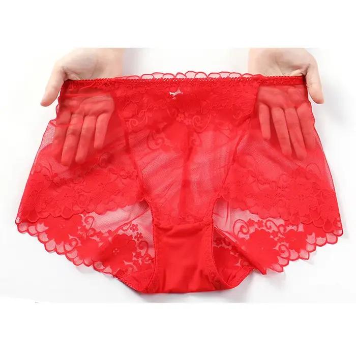 Culottes de grandes tailles CRWC en dentelle transparente pour femmes, sous-vêtements féminins élégants et sensuels pour occasions spéciales