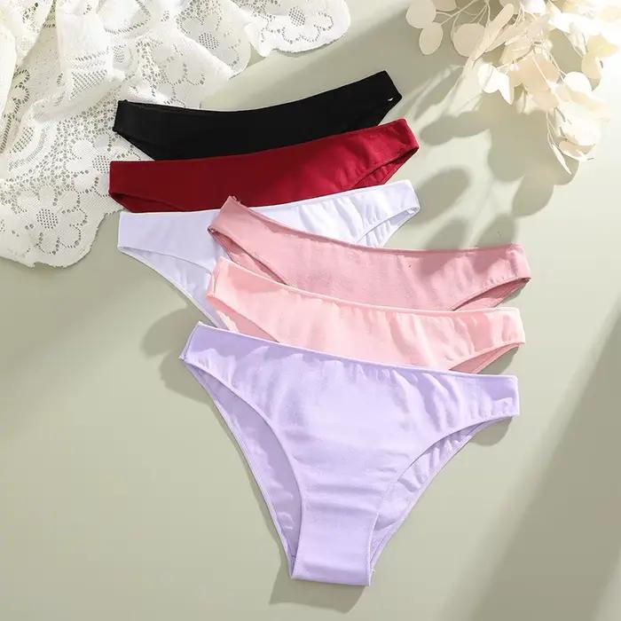 Lot de 5 culottes en coton pour femmes, sous-vêtements féminins sexy, lingerie lisse et confortable, culottes de couleur unie, tailles M-XXL