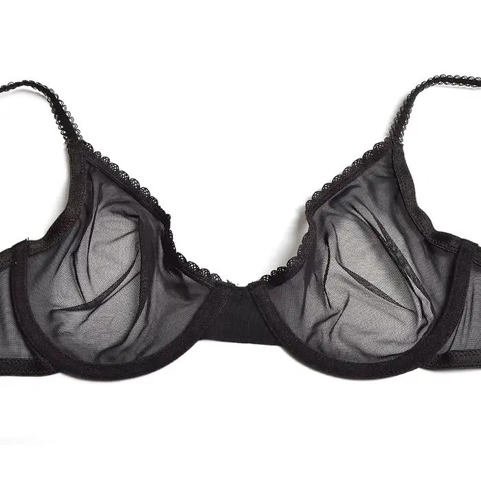 Vgplay-Soutien-gorge en dentelle ultra-mince pour femme, lingerie transparente, soutien-gorge plongeant sans soutien-gorge rembourré, maille creuse, grande taille