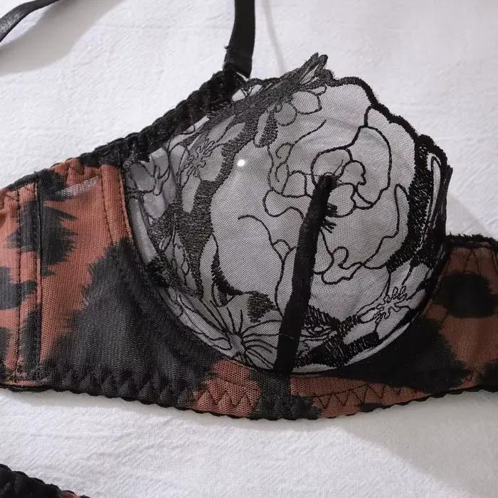 Costume léopard pour femmes, Lingerie Ultra Sexy en dentelle, Patchwork, intime, Sexy, complet avec gants, bas, sous-vêtements