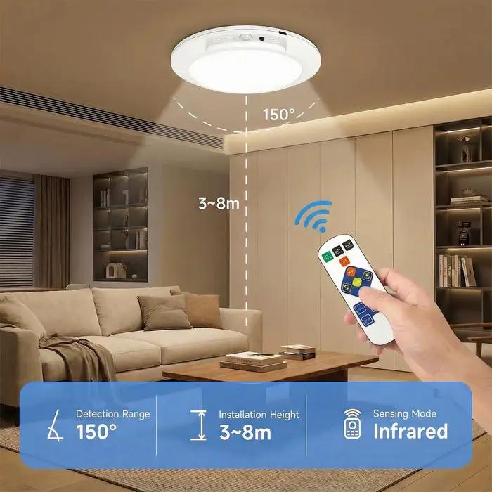 Lampe murale sans fil à LED avec détecteur de mouvement magnétique, rechargeable par USB-C, avec télécommande, pour cuisine, vestiaire, armoire