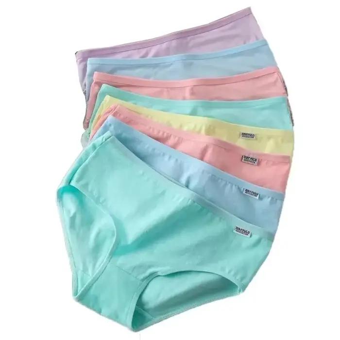 Lot de 7 culottes en coton pour femmes, slips solides doux et respirants, sous-vêtements de tous les jours confortables