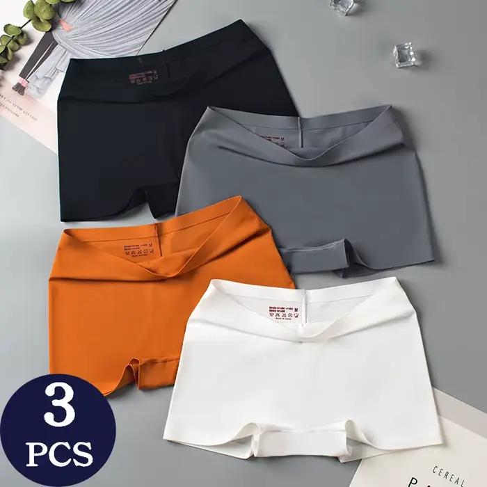 3 pièces culottes femmes doux sous-vêtements féminins soie Boyshorts femmes Boxer Shorts dames Lingerie pantalons de sécurité solide sous-vêtements XL