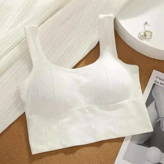 Soutien-gorge de sport avec fonction anti-transpiration pour vêtements de fitness. Soutien-gorge de yoga sans couture pour femme. Haut anti-choc à épaules dénudées.