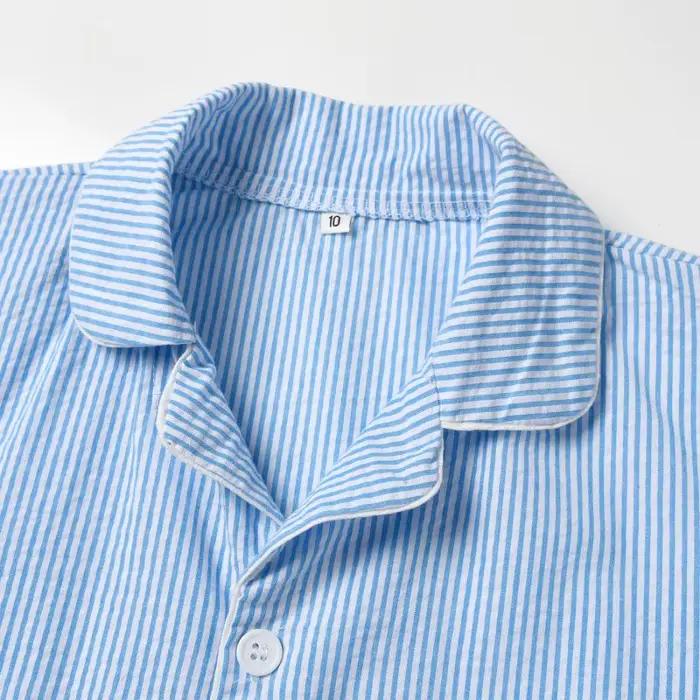 Bio Clio-Ensemble pyjama d'été en seersucker à manches courtes pour garçon, vêtements de nuit en coton à carreaux pour enfants, 2 pièces