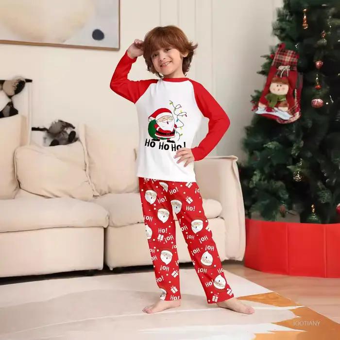 Vánoční rodinné pyžamo Sada rodič-dítě Dospělí Děti Cosplay Kreslený Santa Claus Potisk Miminko Prázdniny