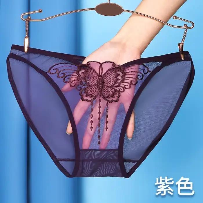Culotte entièrement transparente pour femmes, Sexy, ajouré, papillon, taille basse, sans couture, Lingerie féminine, nouvelle collection 2024