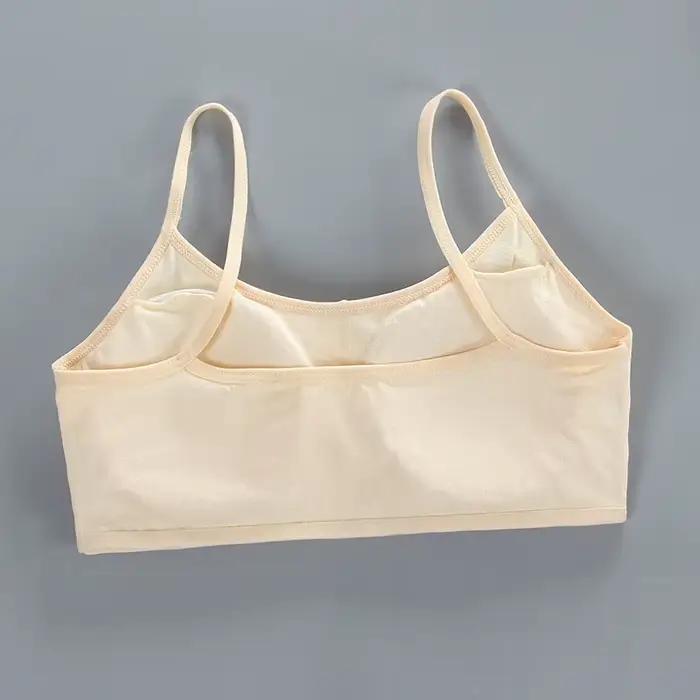 Soutien-gorge tubulaire pour femmes, sous-vêtements rembourrés pour adolescentes, Lingerie pour étudiantes, couleur unie, coton doux