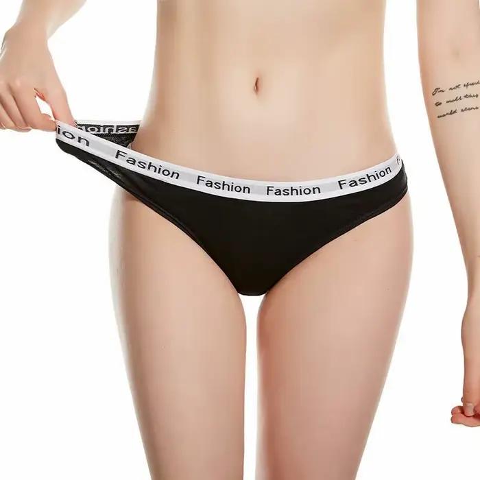 Dámské bavlněné kalhotky s potiskem písmen, sexy spodní prádlo