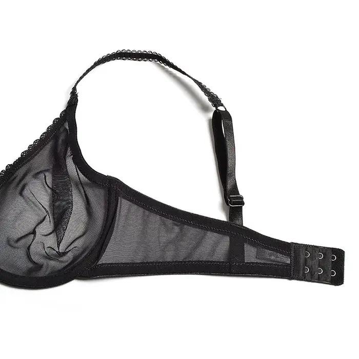 Vgplay-Soutien-gorge en dentelle ultra-mince pour femme, lingerie transparente, soutien-gorge plongeant sans soutien-gorge rembourré, maille creuse, grande taille