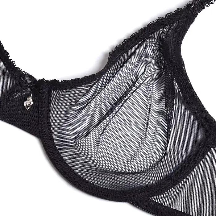 Vgplay-Soutien-gorge en dentelle ultra-mince pour femme, lingerie transparente, soutien-gorge plongeant sans soutien-gorge rembourré, maille creuse, grande taille