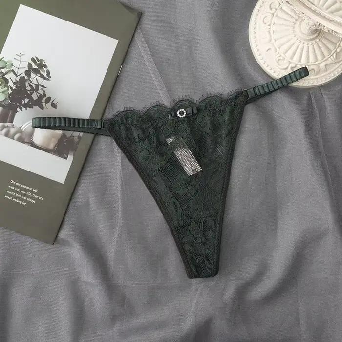 Dámské sexy vykrojené tanga s tkaničkami, prodyšné spodní prádlo pro ženy