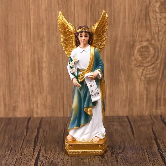 Statue d'ange classique Saint Raphael Saint Gallen, ornements, cadeau de noël, artisanat en résine