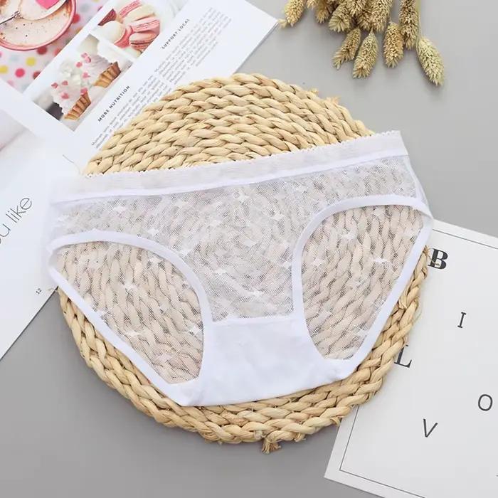 Culotte Sexy en dentelle transparente pour femmes, petit motif carré, embellissement, sous-vêtements confortables sans couture, Design pour Flair féminin