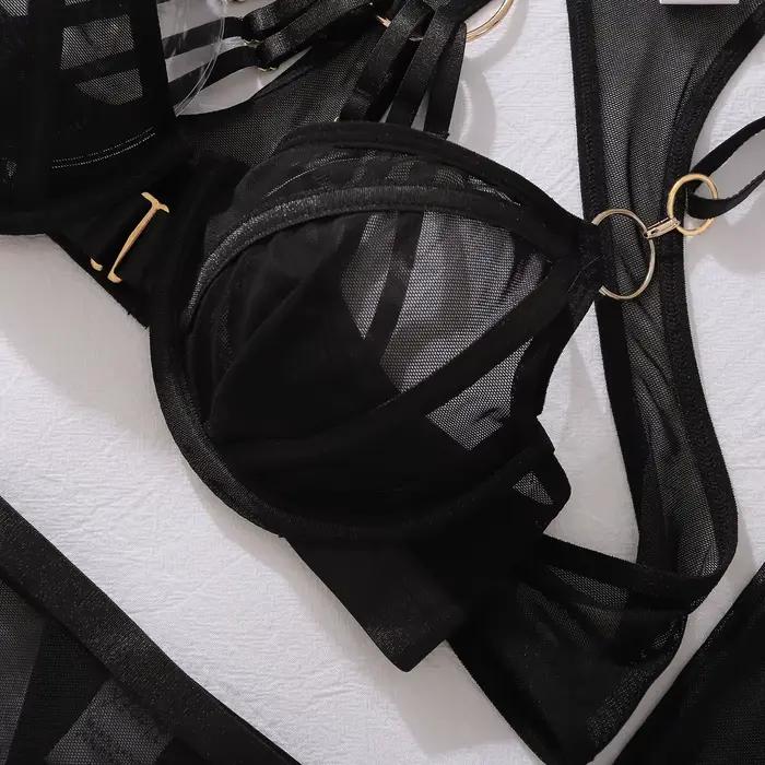 Ensemble de lingerie fantaisie sexy et érotique pour femme, avec harnais et porte-jarretelles, soutien-gorge Club Call Of The Night
