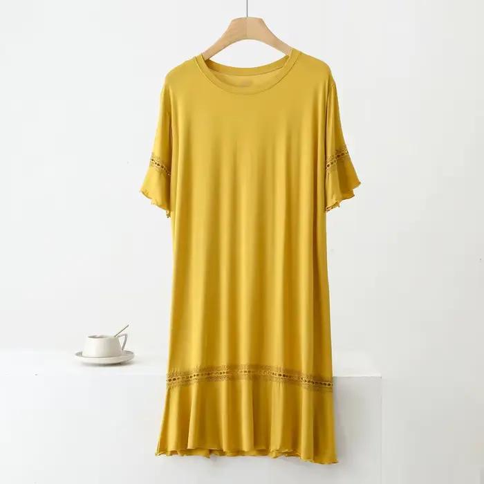 Grande taille Modal tenue de nuit pour femmes nuisette surdimensionné à manches courtes chemises de nuit femme salon chemise de nuit nouveau Vestido Mujer