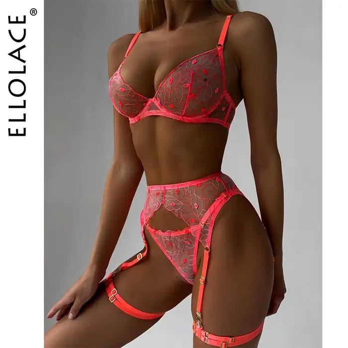 Ellolace erotická fantazie Neon oranžová krajka krásné spodní prádlo touha dívka horká