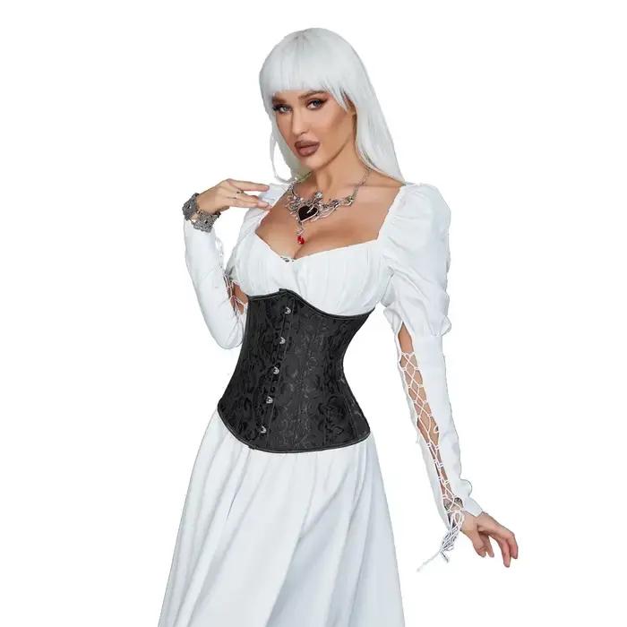 Vintage sous le buste haut Corset femmes gothique Jacquard plastique os Basques corps Shaper minceur taille formateur Bustier